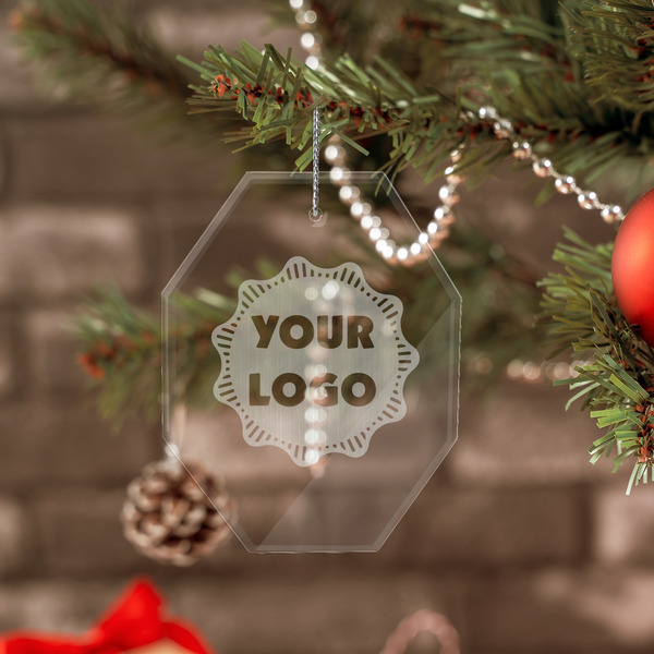 Logo Engraved Glass Ornaments - Octagon (Lifestyle)
