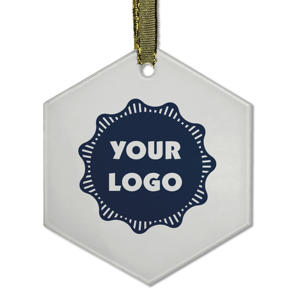 Custom Logo Flat Glass Ornament - Hexagon
