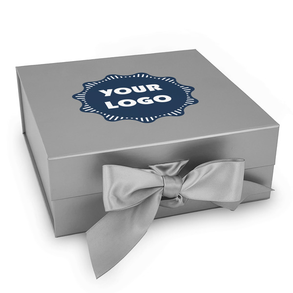 Custom Logo Gift Box with Magnetic Lid - Silver