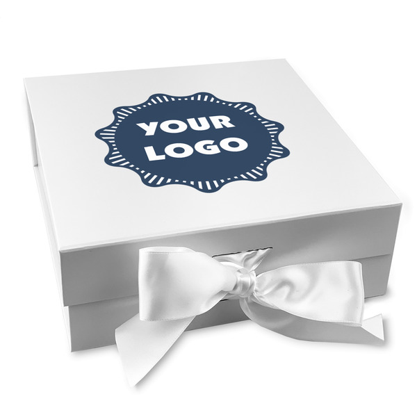 Custom Logo Gift Box with Magnetic Lid - White