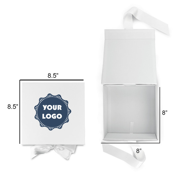 Logo Gift Boxes with Magnetic Lid - White - Open & Closed