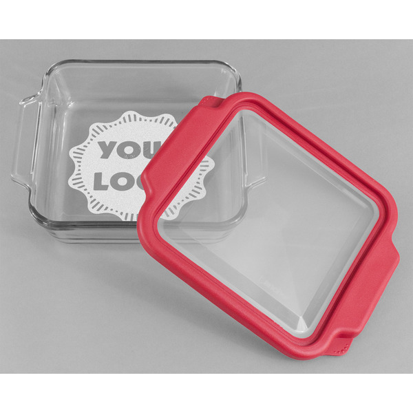 Logo Glass Cake Dish - 8"x8" - Dish w/ Lid