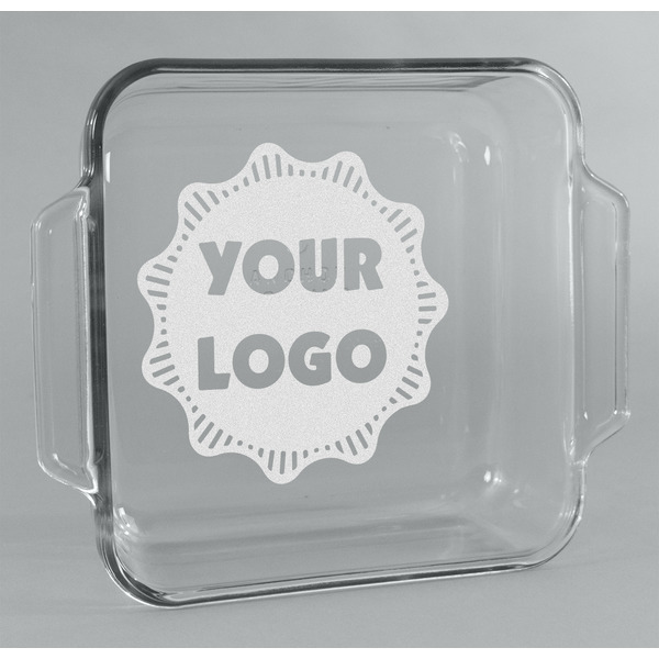 Custom Logo Glass Cake Dish with Truefit Lid - 8in x 8in