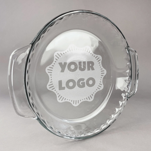 Custom Logo Glass Pie Dish - 9.5in Round