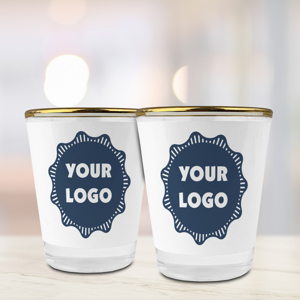 Logo Glass Shot Glass - Gold Rim - Lifestyle