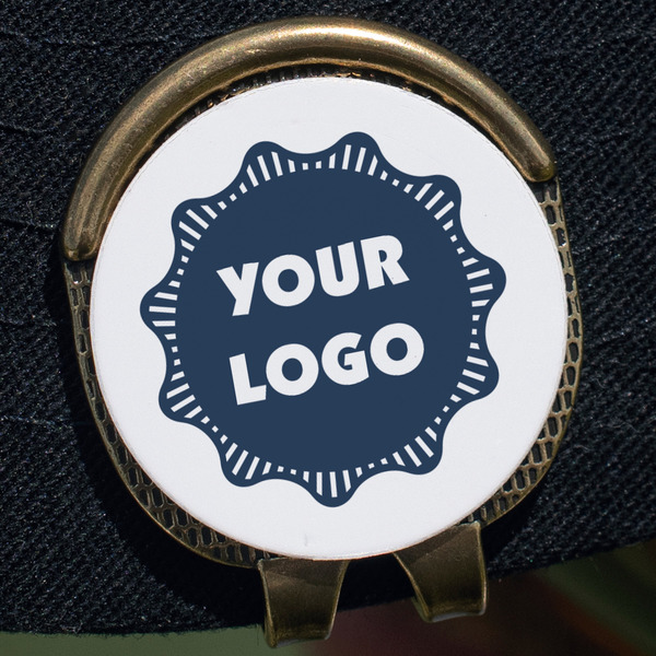 Logo Golf Ball Marker Hat Clip - Gold - Close Up