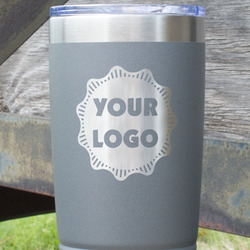 Logo 20 oz Stainless Steel Tumbler - Grey - Double-Sided