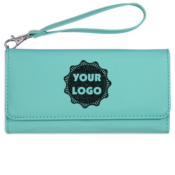 Logo Ladies Wallet - Leather - Teal - Front View