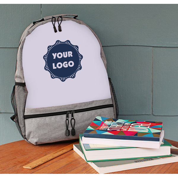Logo Large Backpack - Gray - On Desk