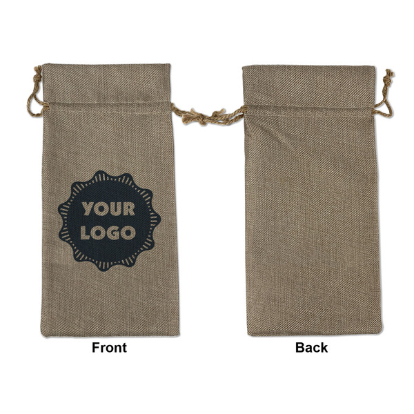 Logo Large Burlap Gift Bags - Front Approval