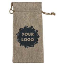Logo Burlap Gift Bag - Large - Single-Sided