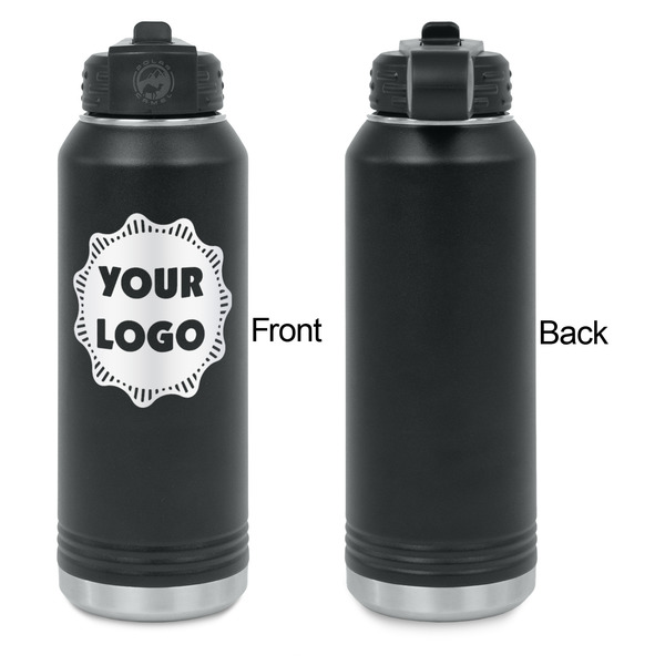 Logo Laser Engraved Water Bottles - Front Engraving - Front & Back View