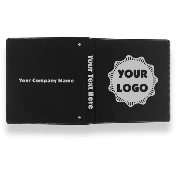 Logo Leather Binder - 1" - Black- Back Spine Front View