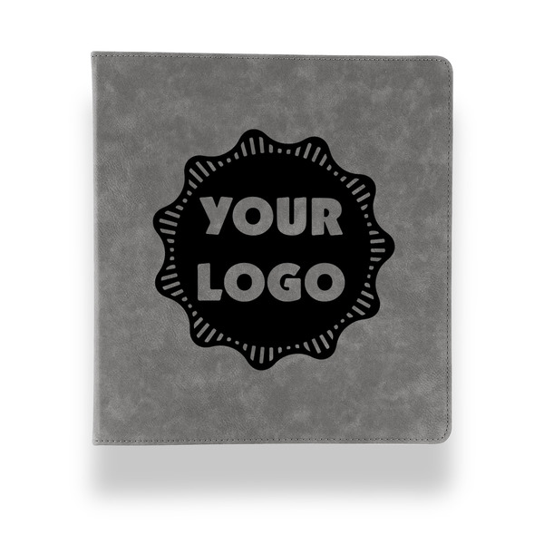 Custom Logo Leather Binder - 1" - Grey