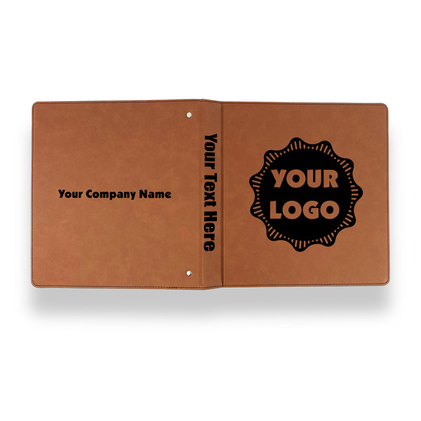 Logo Leather Binder - 1" - Rawhide - Back Spine Front View