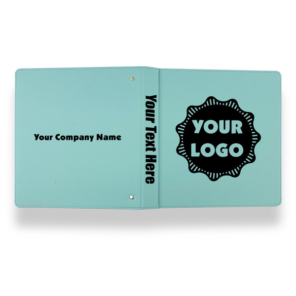 Logo Leather Binder - 1" - Teal - Back Spine Front View