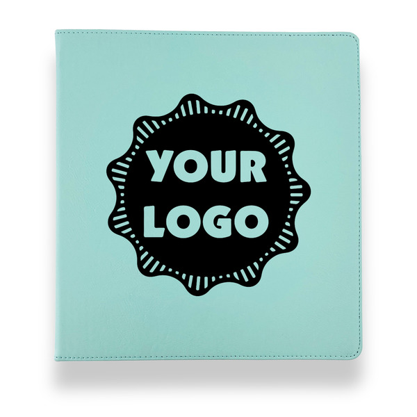 Logo Leather Binders - 1" - Teal - Front View