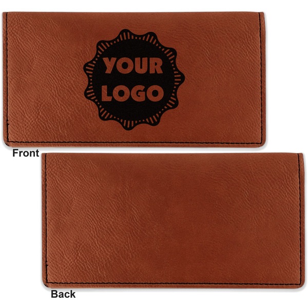 Logo Leather Checkbook Holder Front and Back Single Sided - Apvl