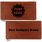 Logo Leather Checkbook Holder Front and Back
