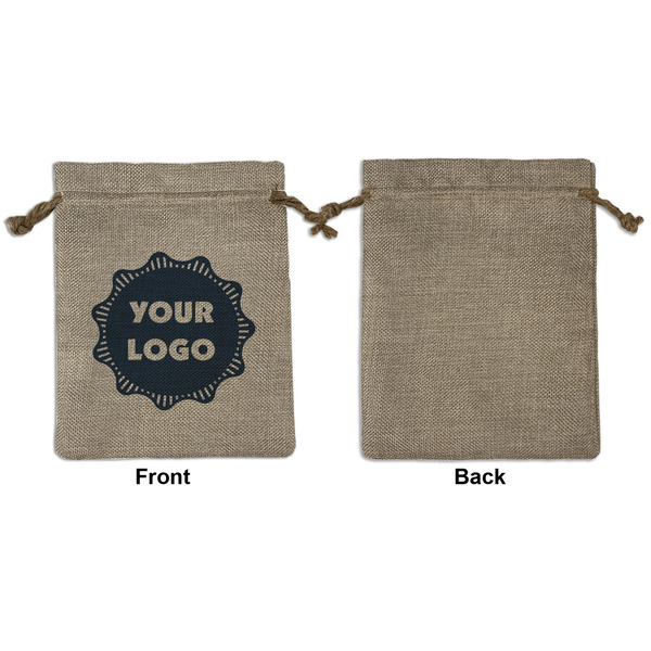 Logo Medium Burlap Gift Bag - Front Approval