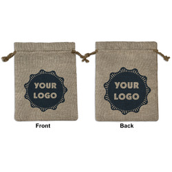 Logo Burlap Gift Bag - Medium -Double-Sided
