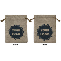 Logo Burlap Gift Bag - Medium -Double-Sided