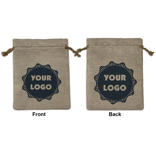 Custom Logo Burlap Gift Bag - Medium -Double-Sided