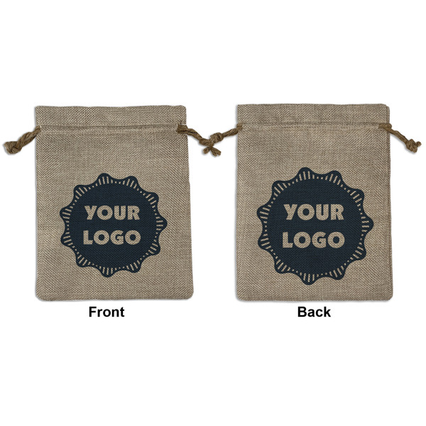 Custom Logo Burlap Gift Bag - Medium -Double-Sided