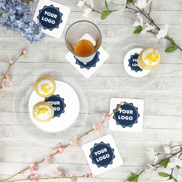 Logo Paper Coasters - In Context