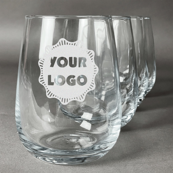 Custom Logo Stemless Wine Glasses - Laser Engraved- Set of 4