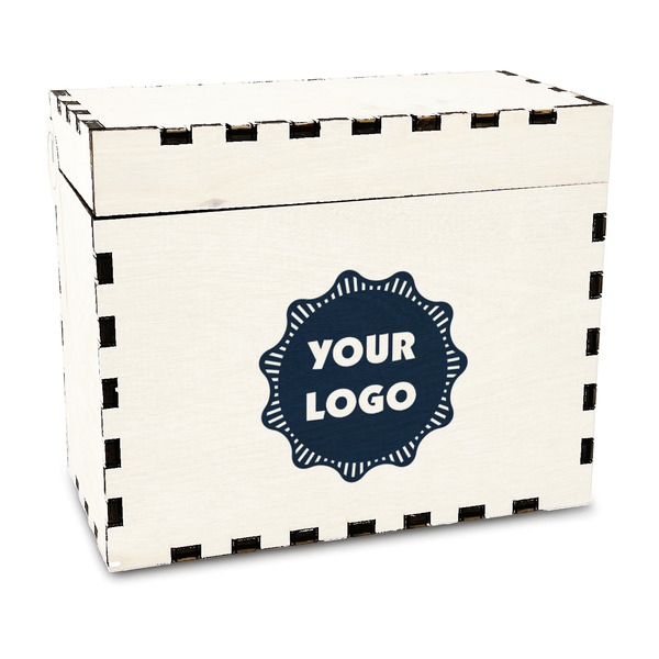 Custom Logo Wood Recipe Box - Full Color Print