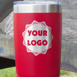 Logo 20 oz Stainless Steel Tumbler - Red - Single-Sided