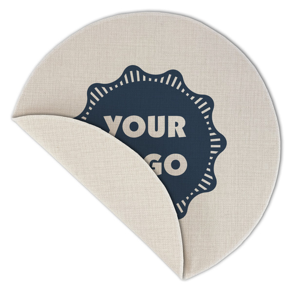 Logo Round Linen Placemats - Front (folded corner double sided)