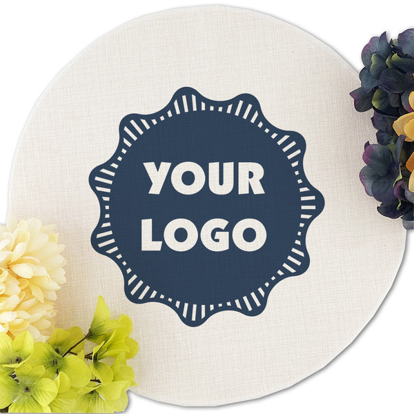Logo Round Linen Placemats - Front (w flowers)