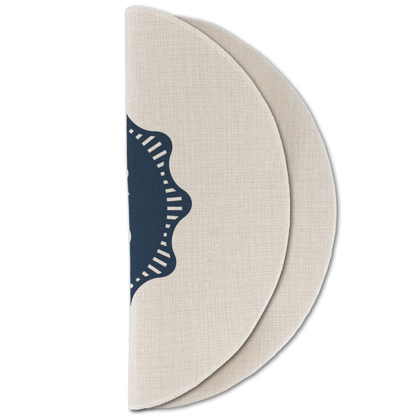 Logo Round Linen Placemats - HALF FOLDED (double sided)