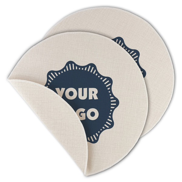 Custom Logo Round Linen Placemat - Double-Sided - Set of 4