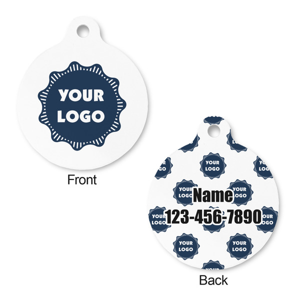 Logo Round Pet ID Tag - Large - Front & Back View