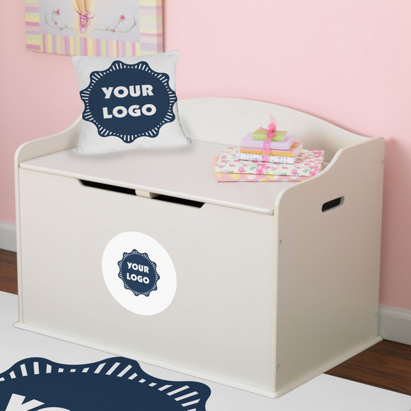 Logo Round Wall Decal on Toy Chest