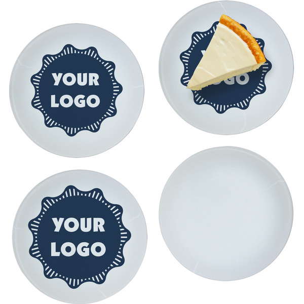 Custom Logo Glass Appetizer / Dessert Plate 8" - Set of 4