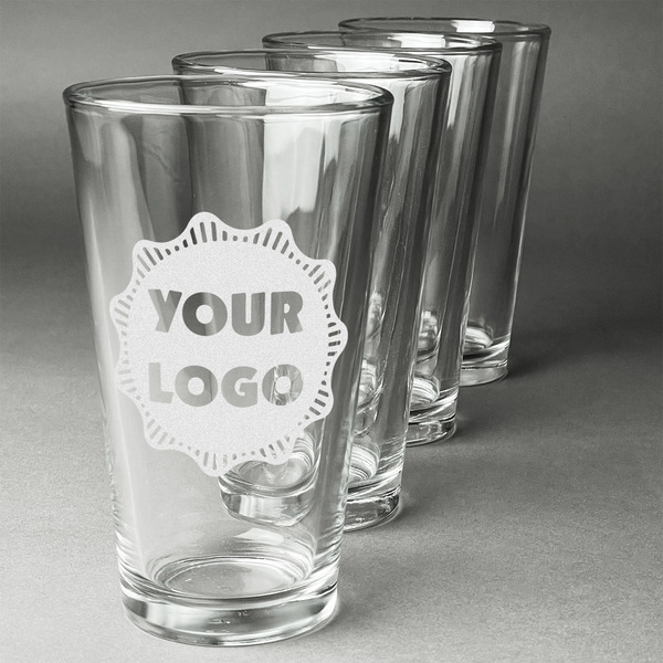 Logo Set of Four Engraved Pint Glasses - Set View