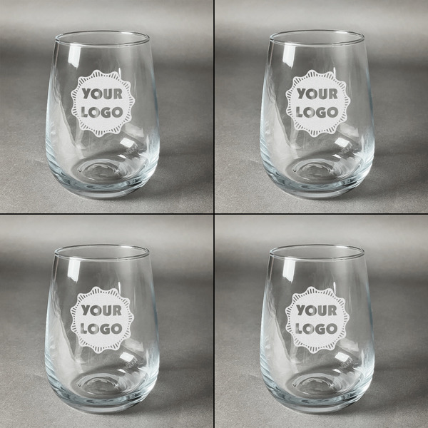 Logo Set of Four Personalized Stemless Wineglasses (Approval)