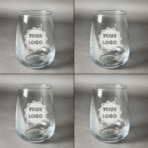 Logo Set of Four Personalized Stemless Wineglasses (Approval)