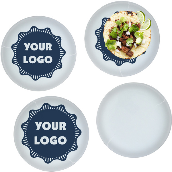 Custom Logo Glass Lunch / Dinner Plate 10" - Set of 4