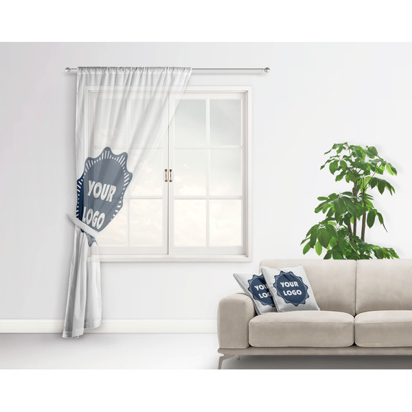 Logo Sheer Curtain With Window and Rod - in Room Matching Pillow