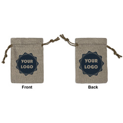 Logo Burlap Gift Bag - Small - Double-Sided