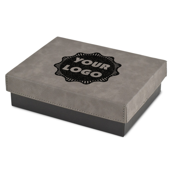 Custom Logo Gift Box w/ Engraved Leather Lid - Small