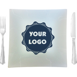 Logo Glass Square Lunch / Dinner Plate 9.5" - Single