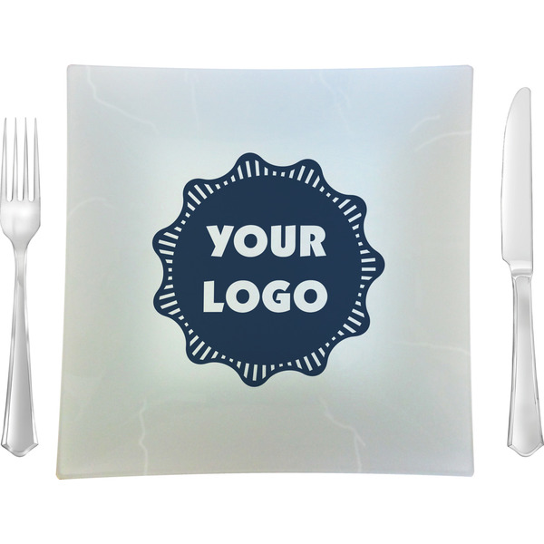 Custom Logo 9.5" Glass Square Lunch / Dinner Plate