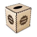 Logo Wood Tissue Box Cover - Square