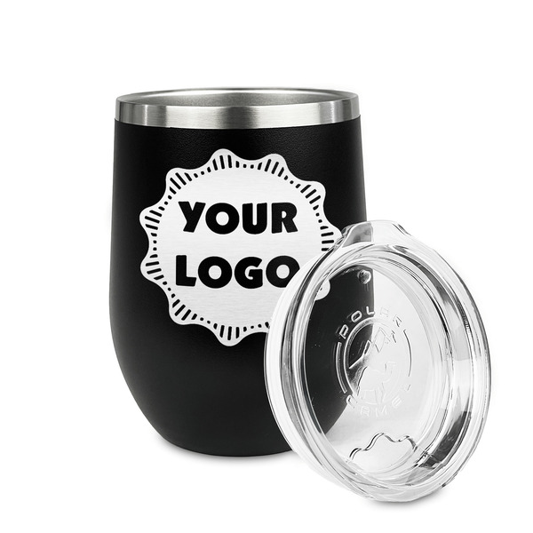 Logo Stainless Wine Tumblers - Black - Double Sided - Alt View